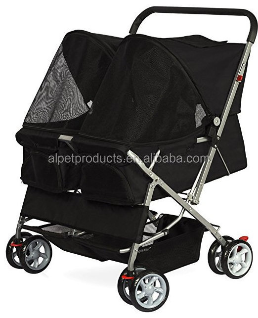 Hot Sale Double Stroller Oxford Breathable Twin Pet Stroller for Dogs and Cats