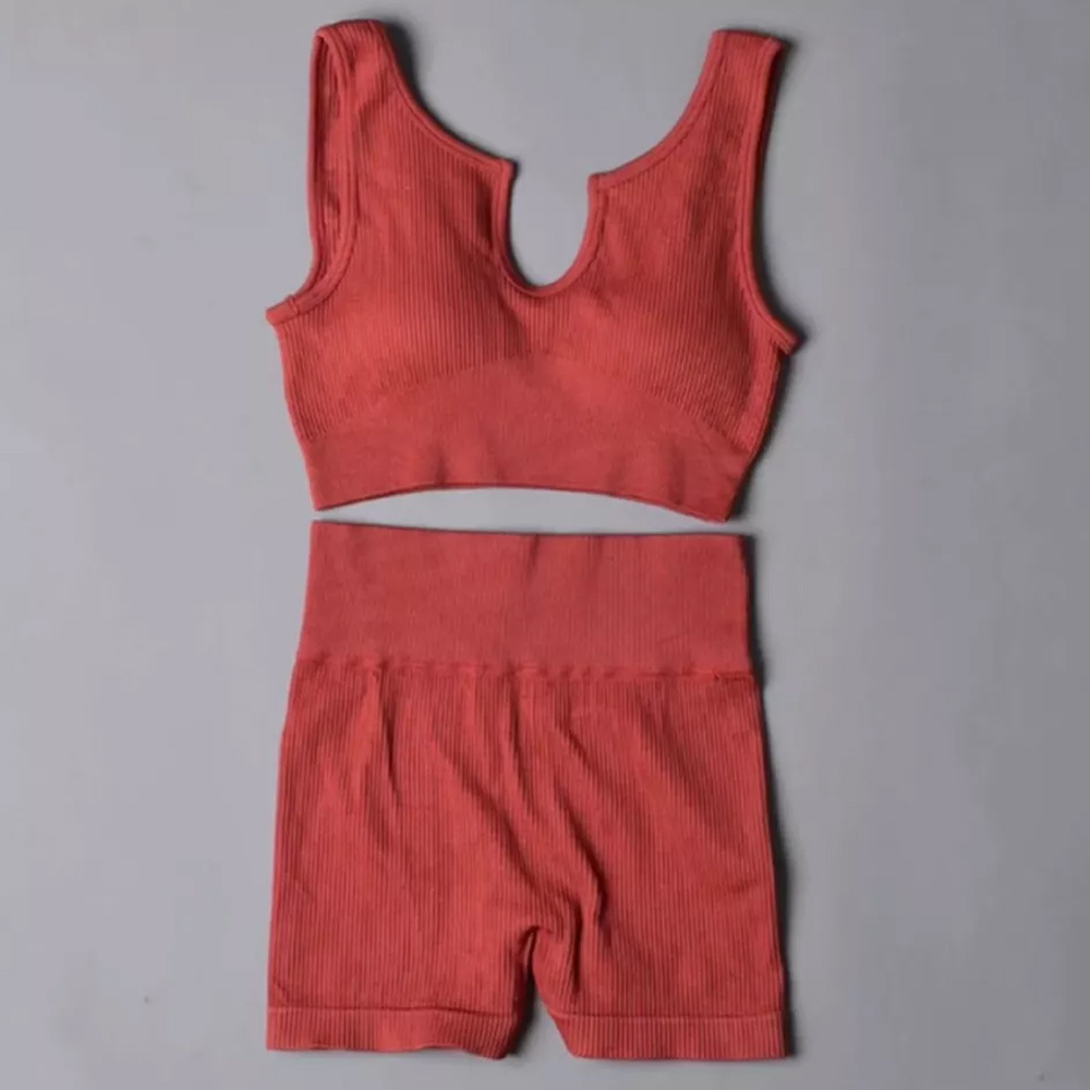 Alpha C Apparel Unique Design Premium Quality Hot Selling Wholesale Solid Color Red Seamless Women Sport Set Active Wear