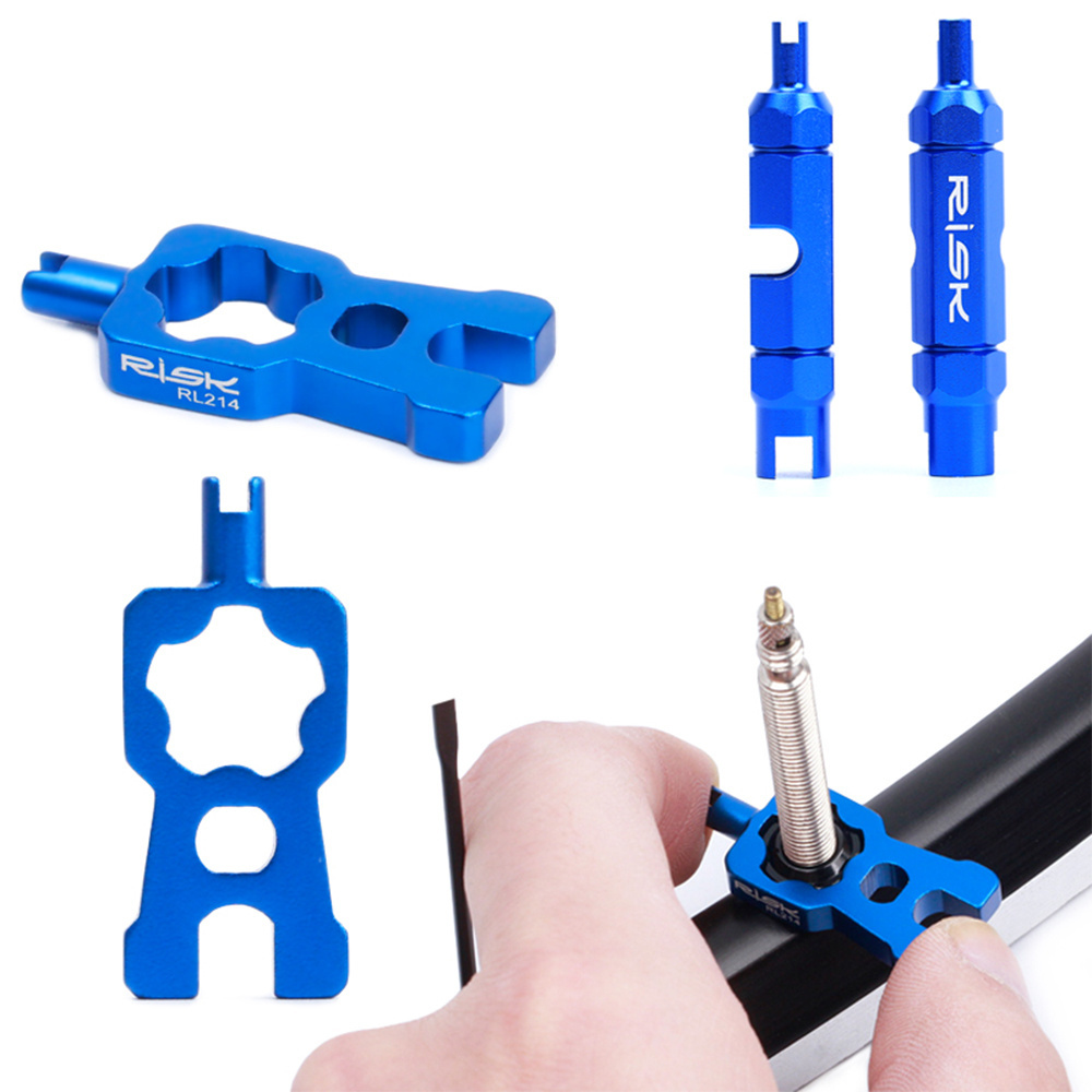 RISK 4 IN 1 Bike Valve Tools Wrench MTB Road Bicycle Valve Removal Installation Tool Portable Presta Valve Core Repair Tools