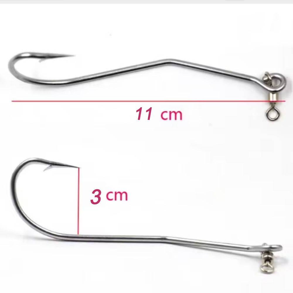 Alpha GRubber Bass Tube Lures Cod Rig Tube Teaser with Stainless Steel Hook Swivel Trolling Bass Cod Fishing Eel Hook