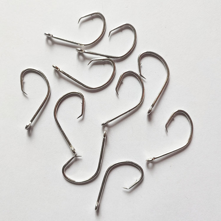 Alpha Wholesale Chemically Sharpened High Carbon Hooks 4/0 Single Nickel Recurve Fish Hook Fishing