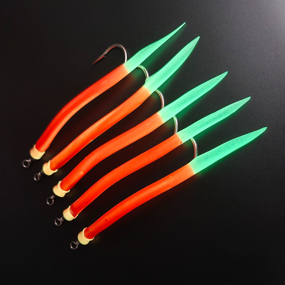 Alpha GRubber Bass Tube Lures Cod Rig Tube Teaser with Stainless Steel Hook Swivel Trolling Bass Cod Fishing Eel Hook