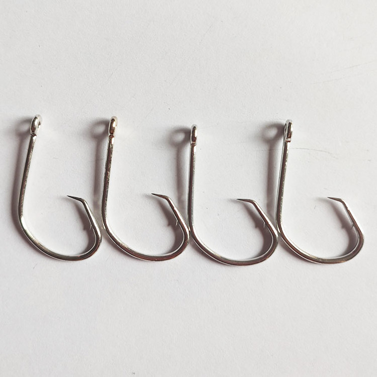 Alpha Wholesale Chemically Sharpened High Carbon Hooks 4/0 Single Nickel Recurve Fish Hook Fishing