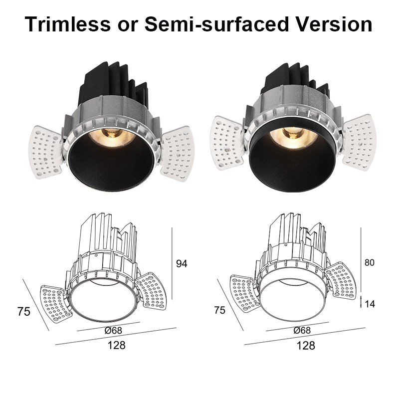 high lumen COB recessed ceiling downlight round 10W SAA approved trimless led down lights