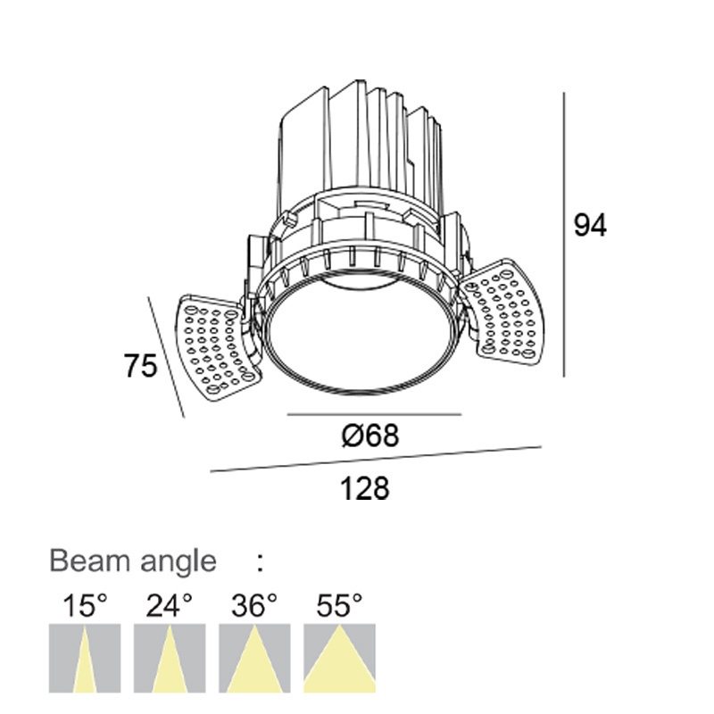 Commercial Antiglair Cob Lighting Australian Standard Trimless Dimmable Downlight Recessed Led