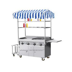 Mini Trailer Double Decker With Umbrella Food Cart