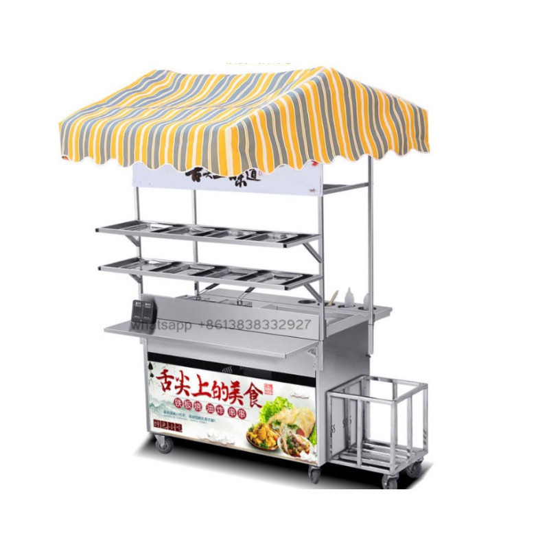 Mini Trailer Double Decker With Umbrella Food Cart