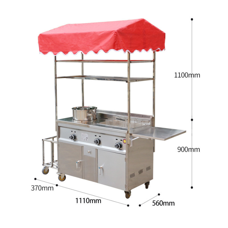 Mini Trailer Double Decker With Umbrella Food Cart