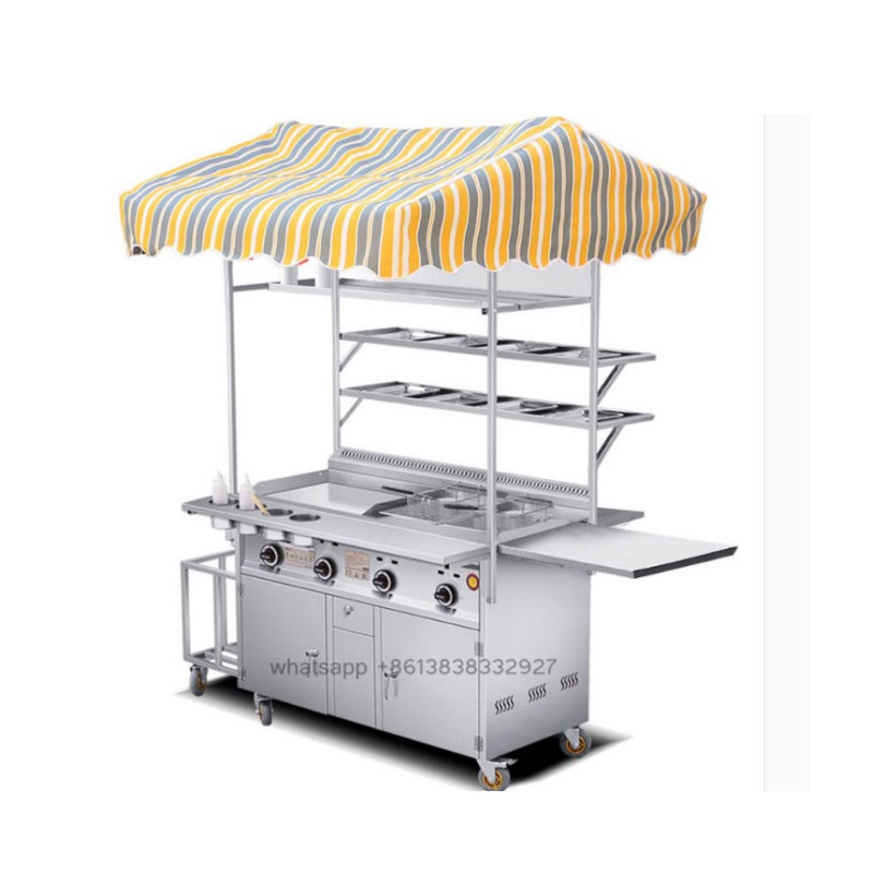 Mini Trailer Double Decker With Umbrella Food Cart