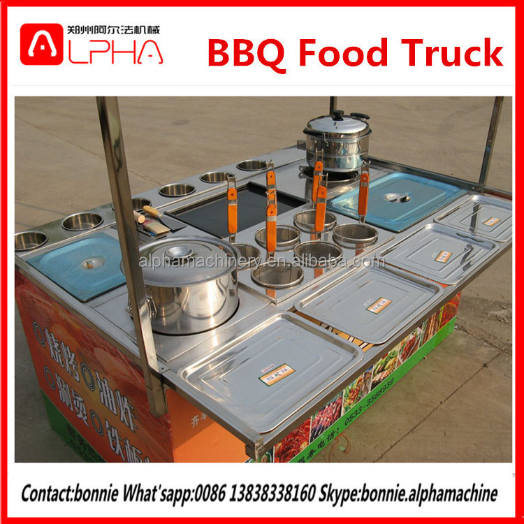 Stainless Steel Mobile Vending Cycle Trolley Hot Dog Cart Food Cart