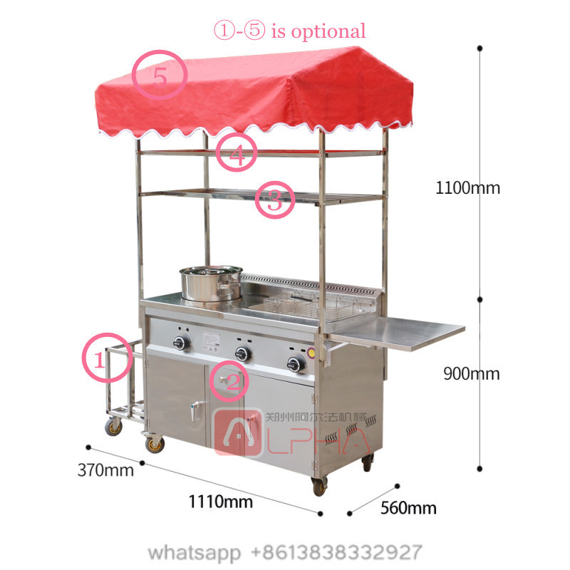 Small Size Mobile Stainless Steel Tornado Potato Food Cart With Factory Prices