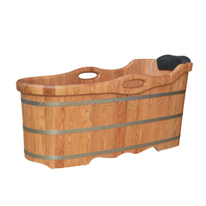 Chinese Cedar SPA Wooden Bathtub Wooden Freestanding Bathtub With Shower