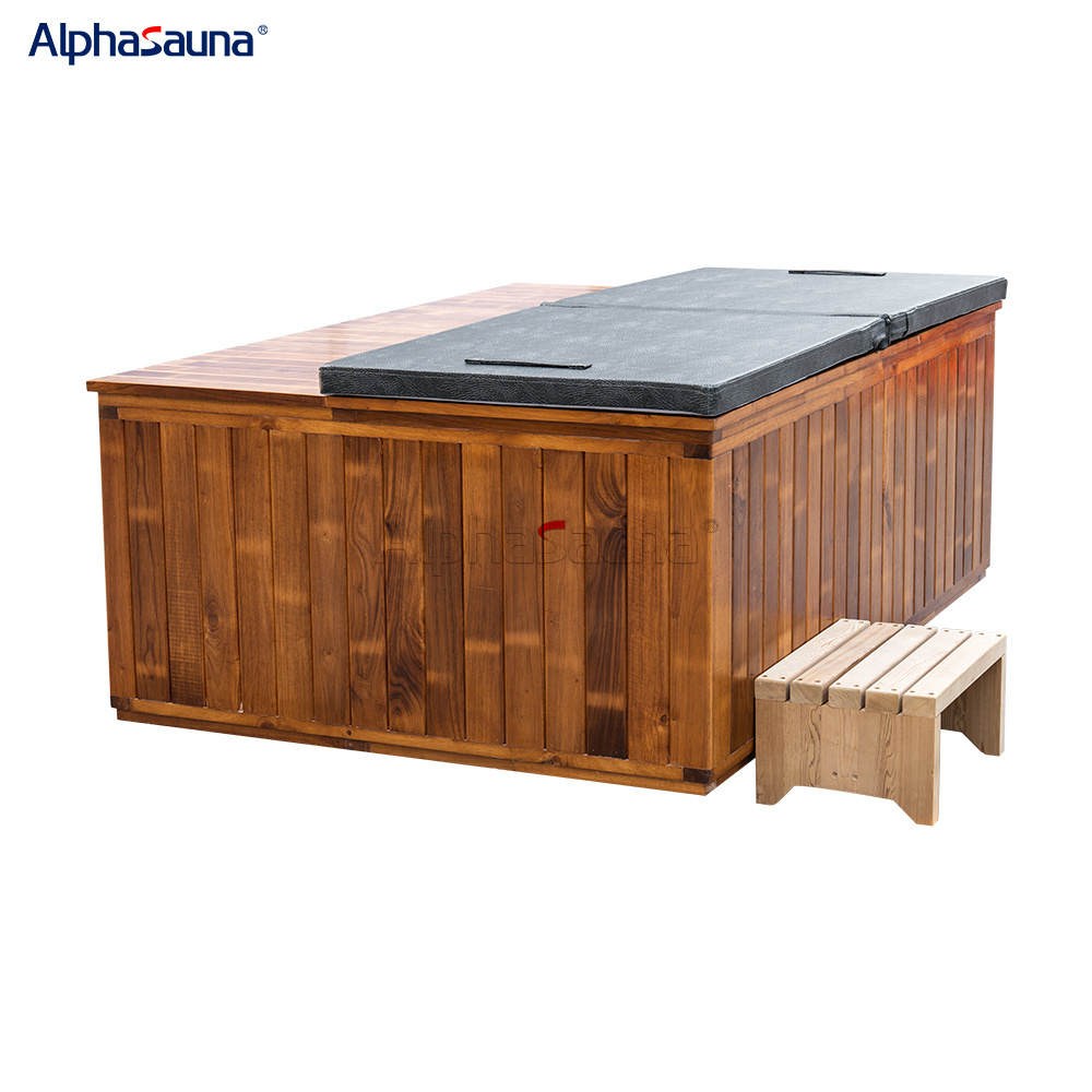 Alphasauna Wooden Outdoor Stainless Steel Liner Cold Plunge Tub Portable Wood Barrel Ice Bath Tub Recovery Pod Chiller Optional