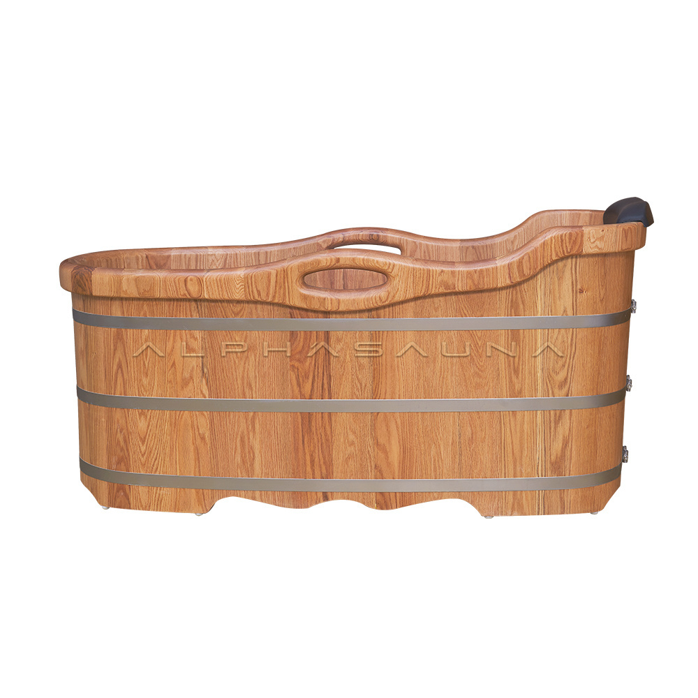 Chinese Cedar SPA Wooden Bathtub Wooden Freestanding Bathtub With Shower