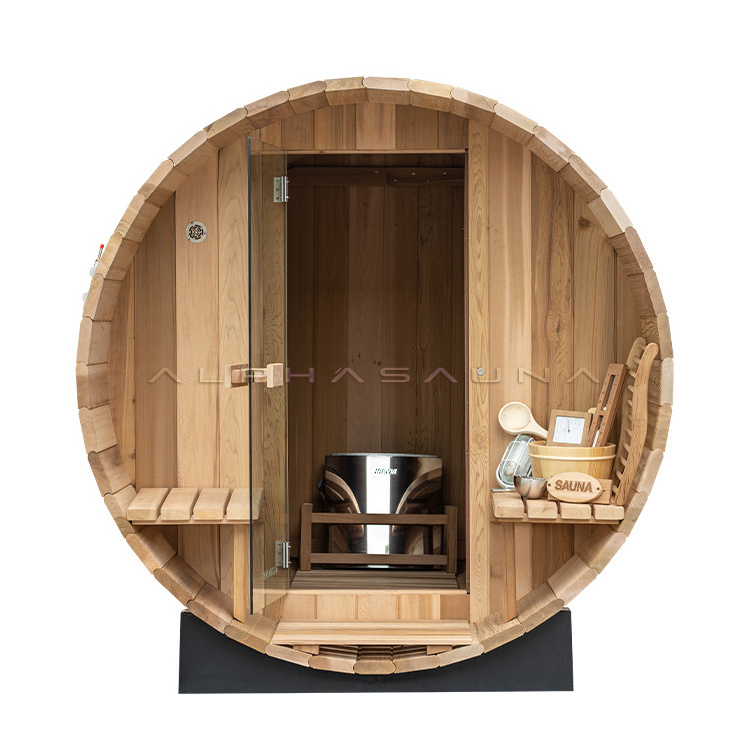 Cedar Wood Barrel Spa Tubs & 2 Person outdoor Sauna Rooms With Porch