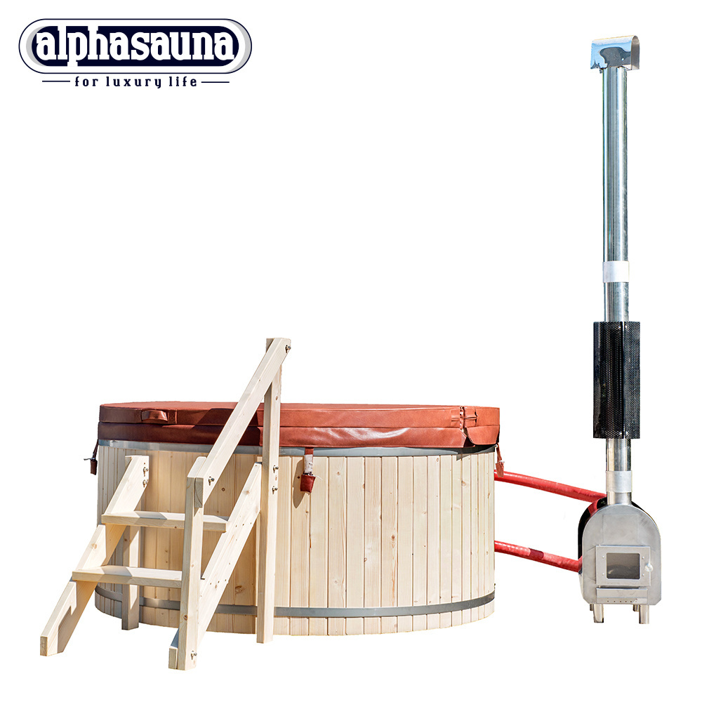 wood pellet fired water heater for outdoor hot tub