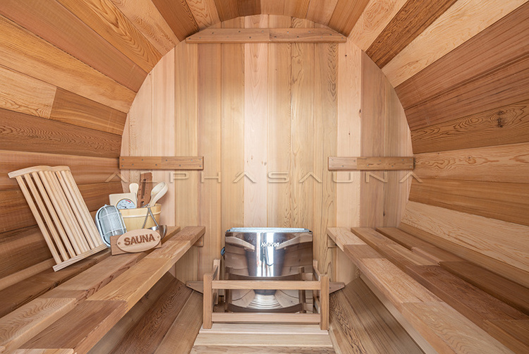 Cedar Wood Barrel Spa Tubs & 2 Person outdoor Sauna Rooms With Porch