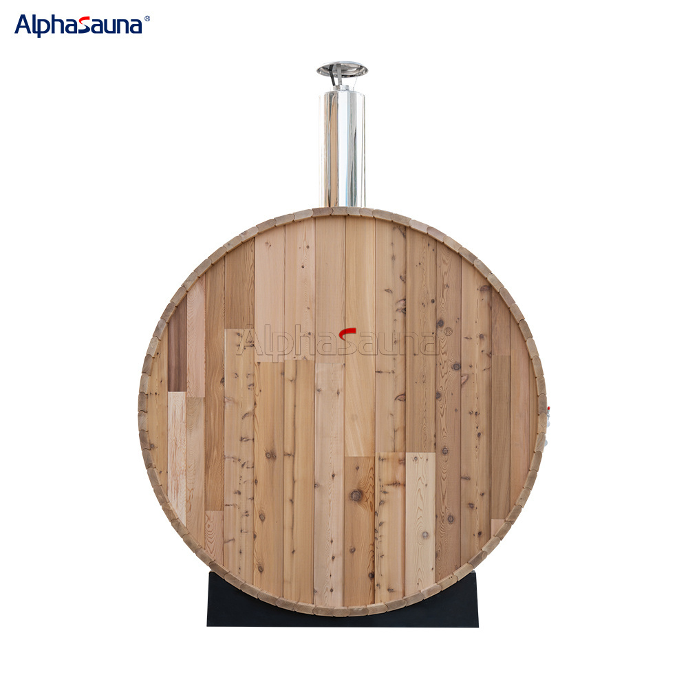 Traditional Cedar Barrel Sauna Outdoor Steam Sauna Wood Burning Round High Quality Comfortable Single Sauna Room