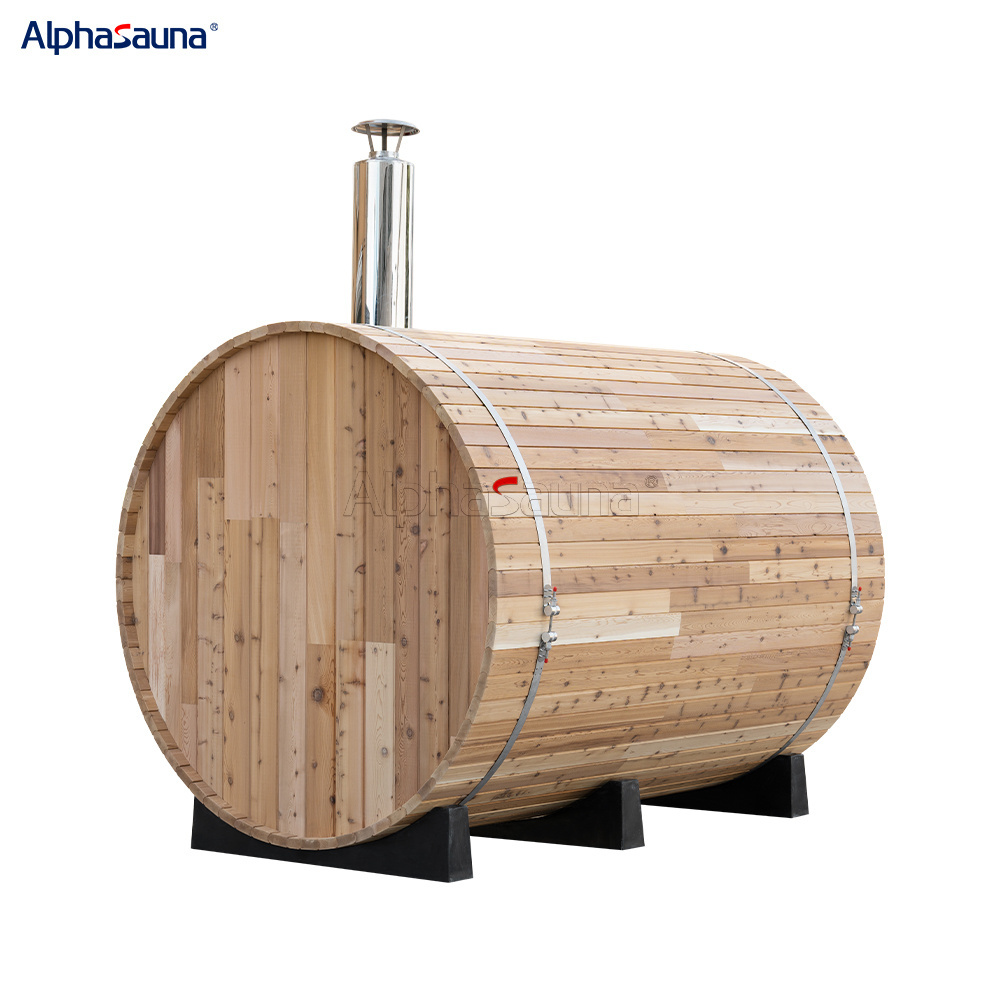 Traditional Cedar Barrel Sauna Outdoor Steam Sauna Wood Burning Round High Quality Comfortable Single Sauna Room