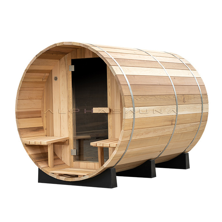 Cedar Wood Barrel Spa Tubs & 2 Person outdoor Sauna Rooms With Porch