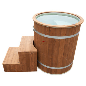 New Design Wooden Cold Plunge Tub Hot Tub Wood Barrel Ice Bath Combo Canadian Cedar Portable Ice Bath Barrel Sale