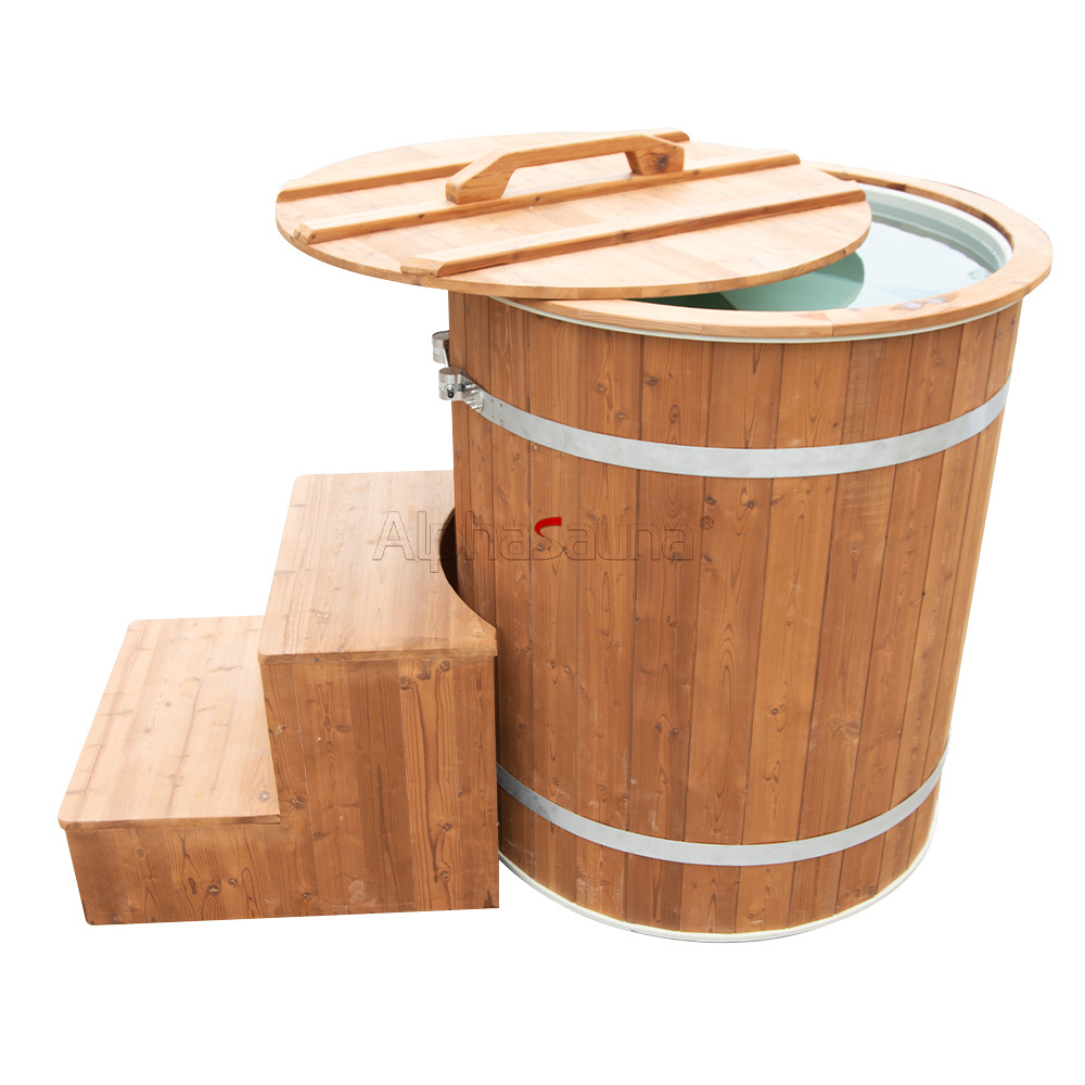 New Design Wooden Cold Plunge Tub Hot Tub Wood Barrel Ice Bath Combo Canadian Cedar Portable Ice Bath Barrel Sale