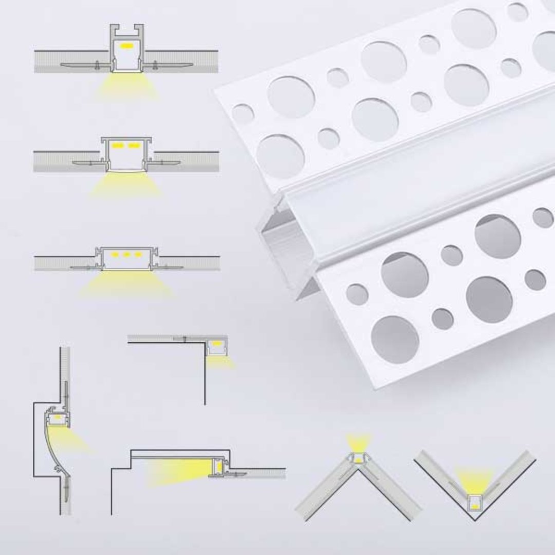 For Ceiling Edge Mount Gypsum Plaster Strips Aluminium Extruded Empotrado Led Profiles Drywall Light Channel Gypsum