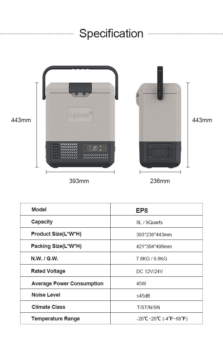 Mini car freezer fridge solar refrigerator  battery rechargeable portable car cooler box 12v