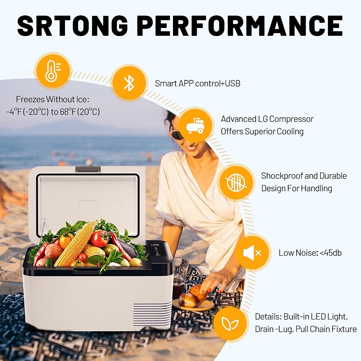 K35 12V Rechargeable Battery Car Fridge Freezer USB Dual Use Portable Car Cooler Box Refrigerator For Camping Truck Rv Boat