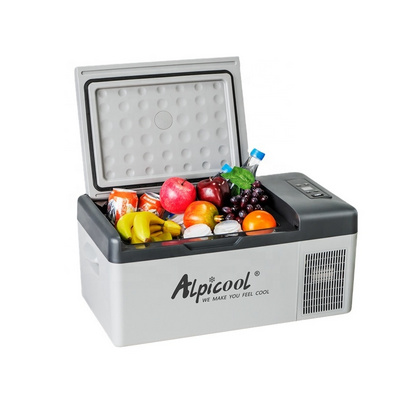 Alpicool C15 small 15L portable vehicle use mini fridge freezer small cooler box 12v dc compressor truck refrigerator freezer