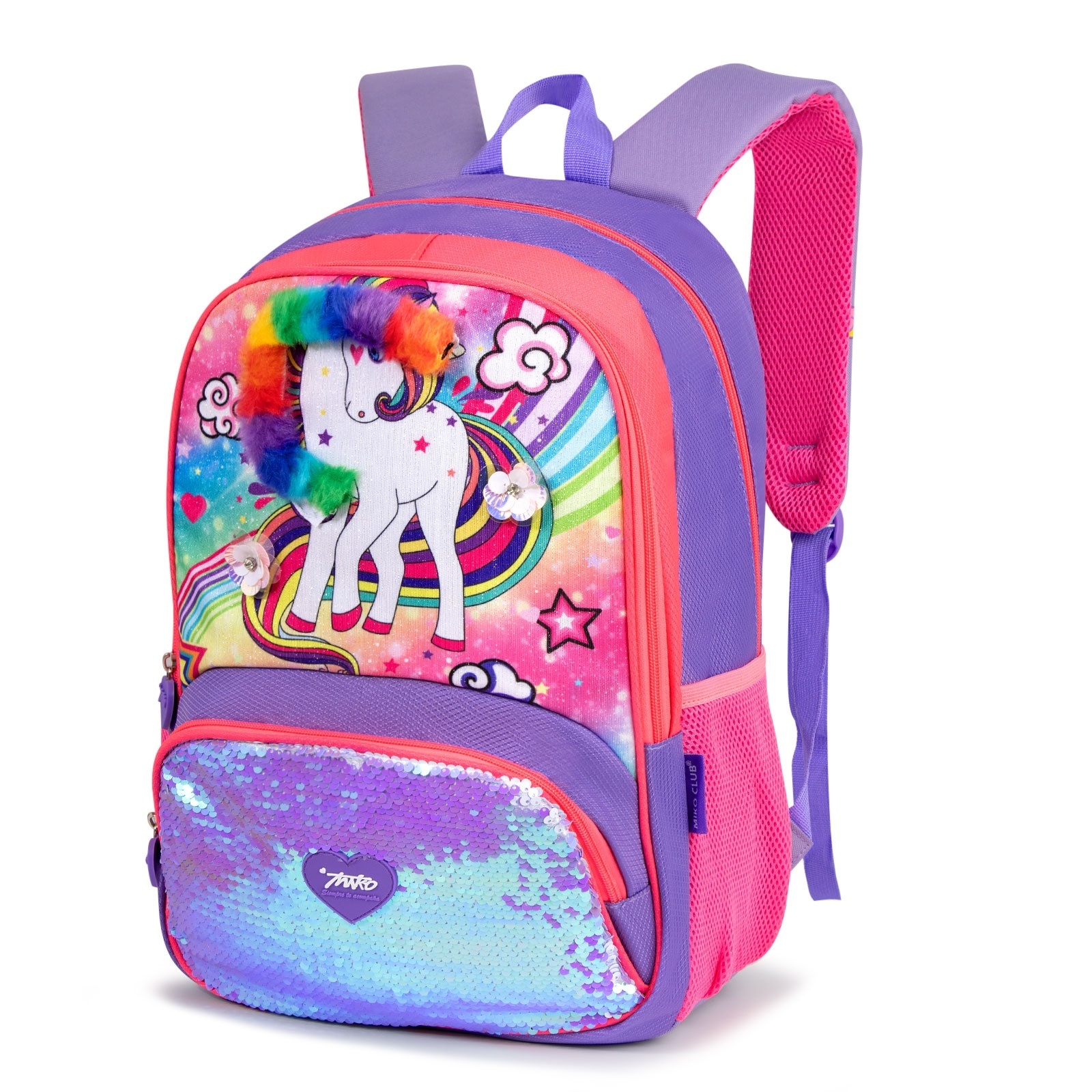 Designer Sequin Cartoon Unicorn Pink Girls Schoolbag Book Bag Children Bookbags Back Pack Backpack For Kid School Bag