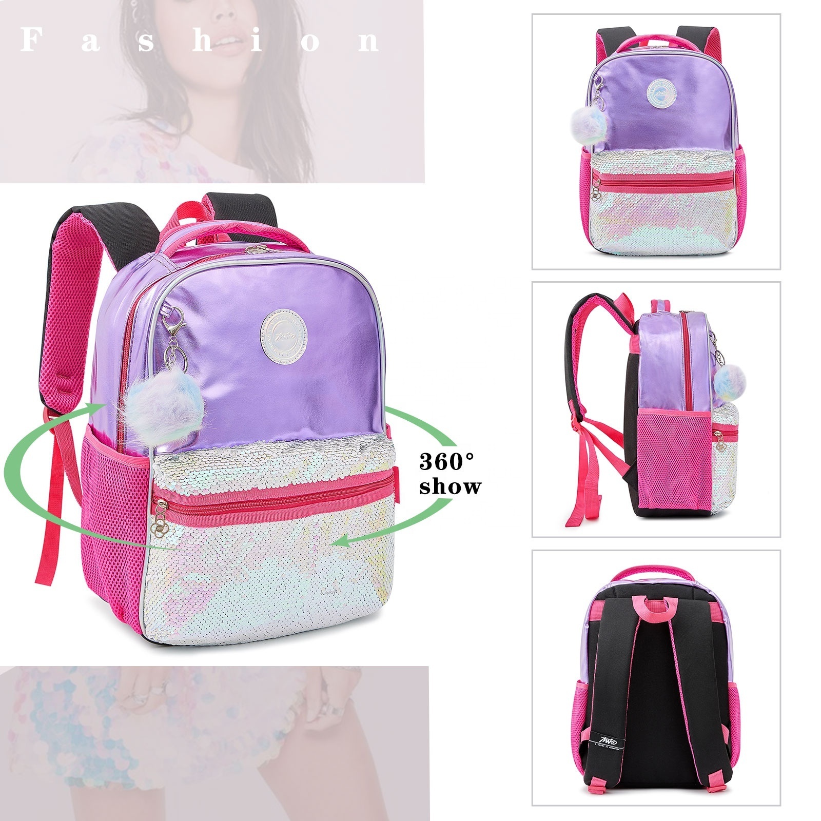 Street Fashion Juvenile Mochilas Ladies Women Girls School Mini Pink Glitter Hologram Sequins Bag Backpack