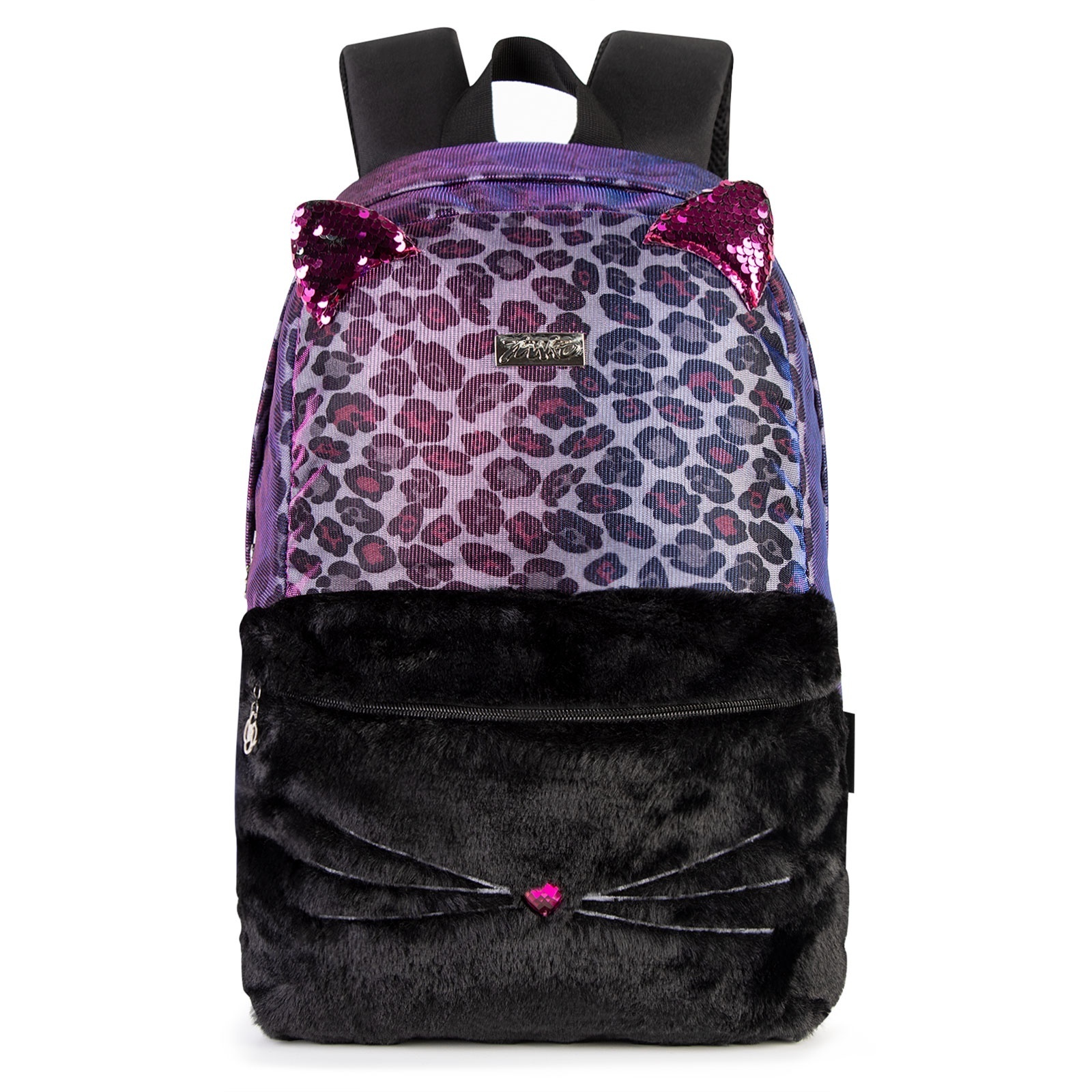 Cartabl Scolair OEM Fashionable Leopard Print Cat Cute Plush Girls Backpack Kids School Bags for Children