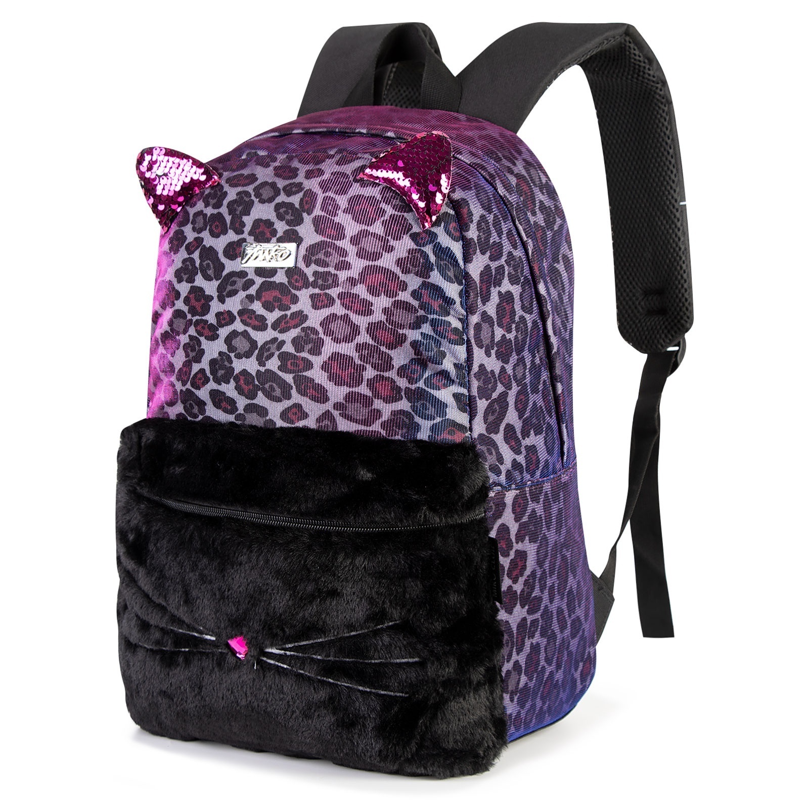 Cartabl Scolair OEM Fashionable Leopard Print Cat Cute Plush Girls Backpack Kids School Bags for Children