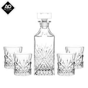 hotselling 5pcs whisky decanter set, 1pc 750ml whisky decanter+4pcs 310ml old fashioned glass