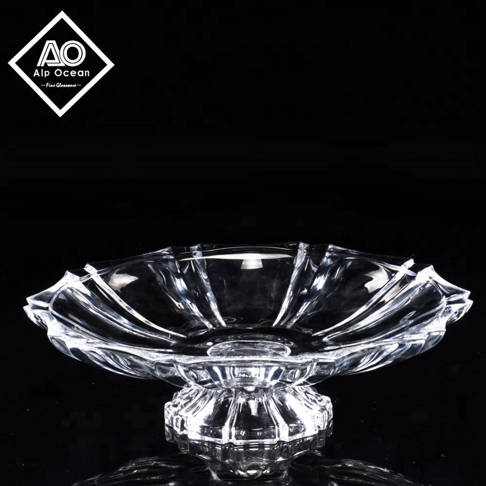 32.5cm/12.8inch crystal clear footed plate, glass serving plate, decorative centerpiece from AO Glassware