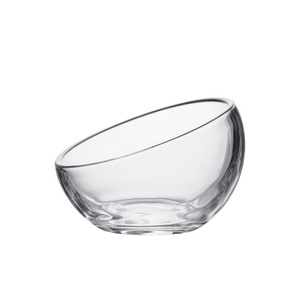 Alp Ocean Glass Slant Cut Clear Glass Fruit Big Mixing Round Serving Bowl Clear Glass Serving Food Bowl Great for Serving