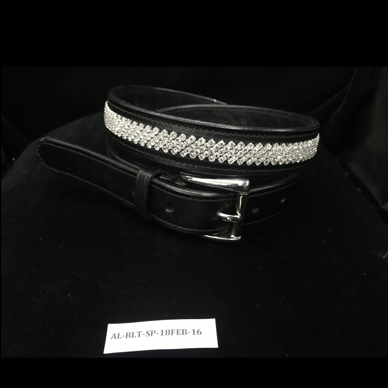 Rhinestone Pearl Crystal Attached Leather Waist Belt