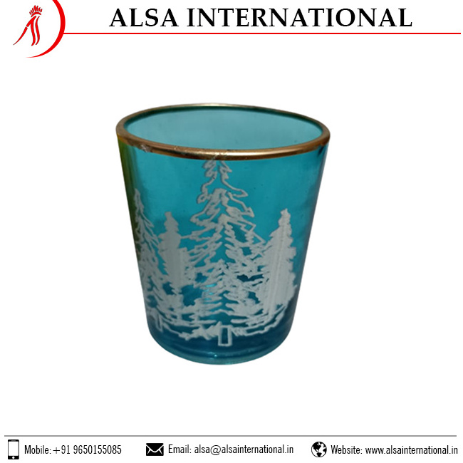 Indian Bulk Supplier Printed Glass Votive Available At Best Price home decor glass item gardening item