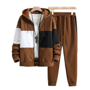 Men's Colorblock Zipper Up Tracksuit Colorblock Zipper Up Jogging Suit Blank/Plain With Full Customization 2023