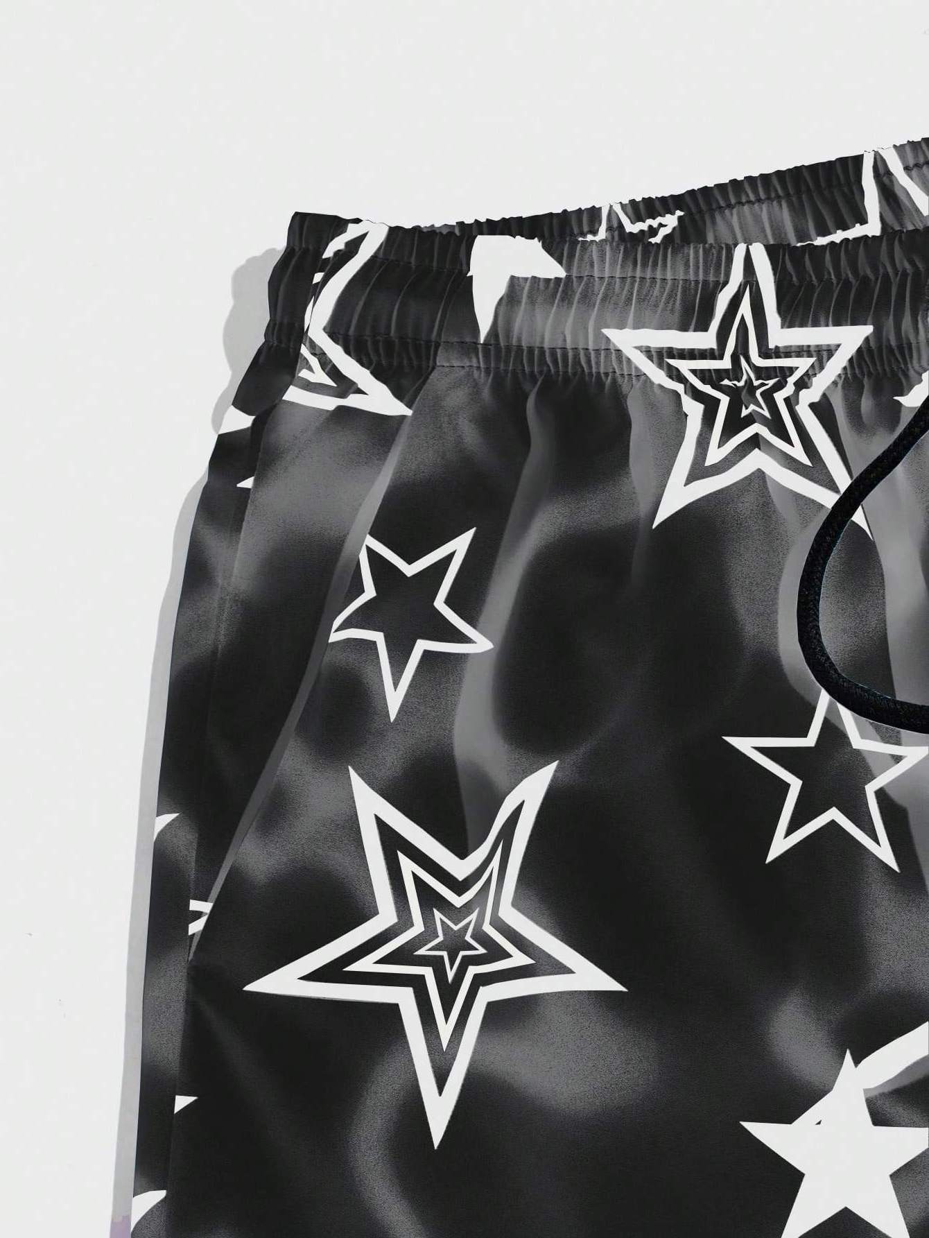 Men's Printed Shorts With Drawstring Print Pockets Elastic Waist  Made In Polyester Shorts For Men