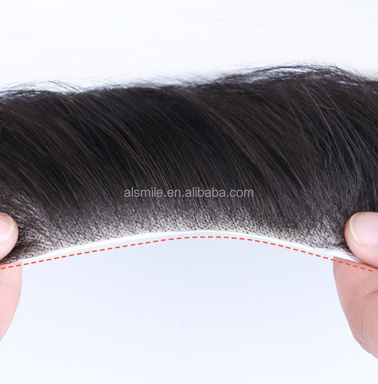 100% Human Hair Piece V Loop Front Hairline Forehead Toupee for Men Wigs Hair Replacement Frontal Hairpieces