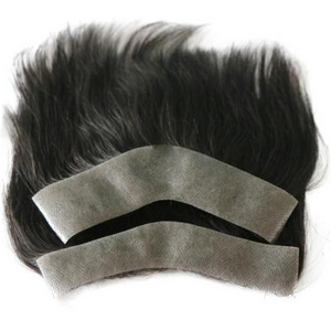 100% Human Hair Piece V Loop Front Hairline Forehead Toupee for Men Wigs Hair Replacement Frontal Hairpieces