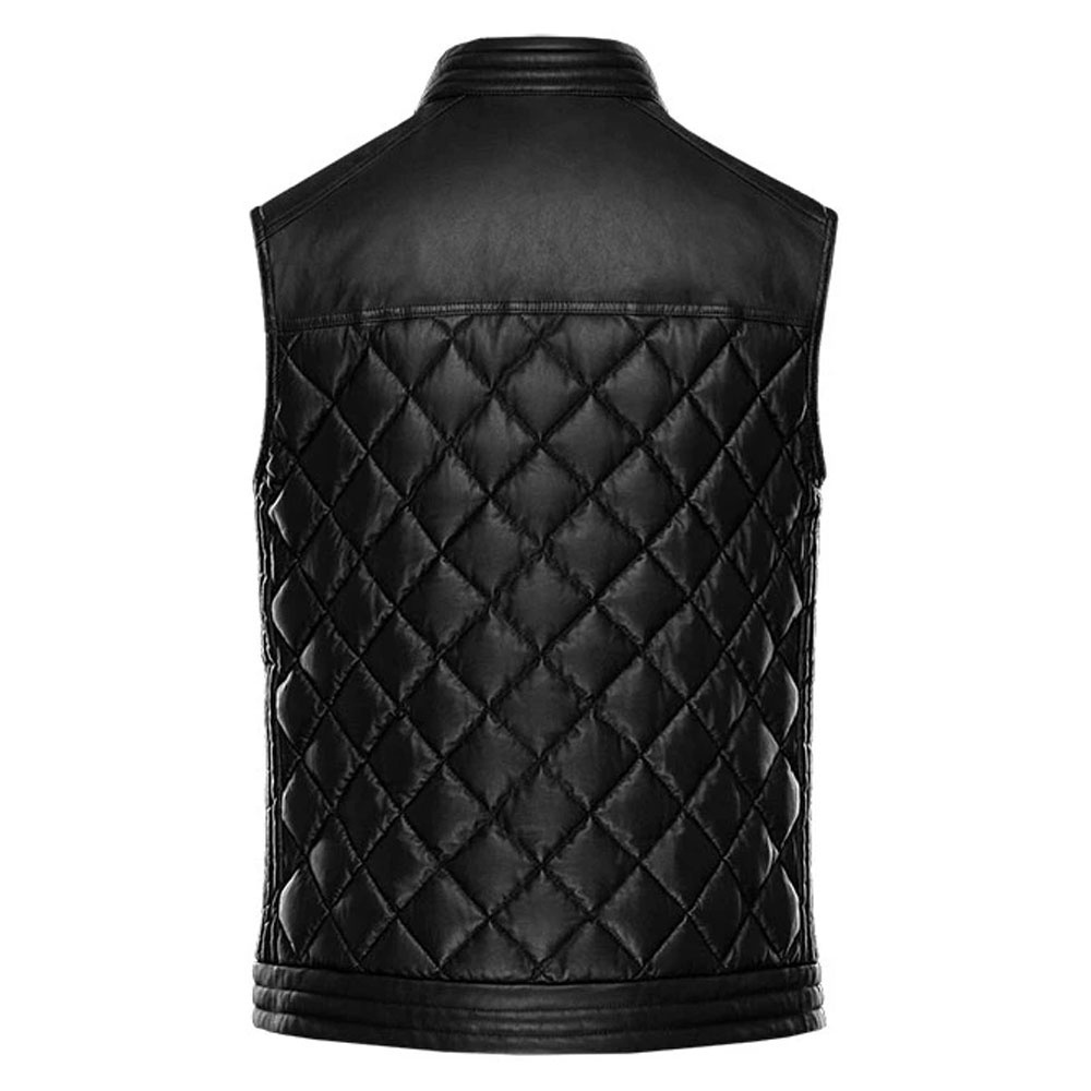 100% High Quality Biker Fashion Men's Leather Vest For Men New Streetwear Blank Sleeveless Zip Up Leather Vest