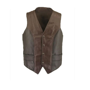 Wholesale Oem leather biker vest High Quality Leather Heavy Met-al Rocker Biker Waistcoat Motorcycle Vest made in Pakistan