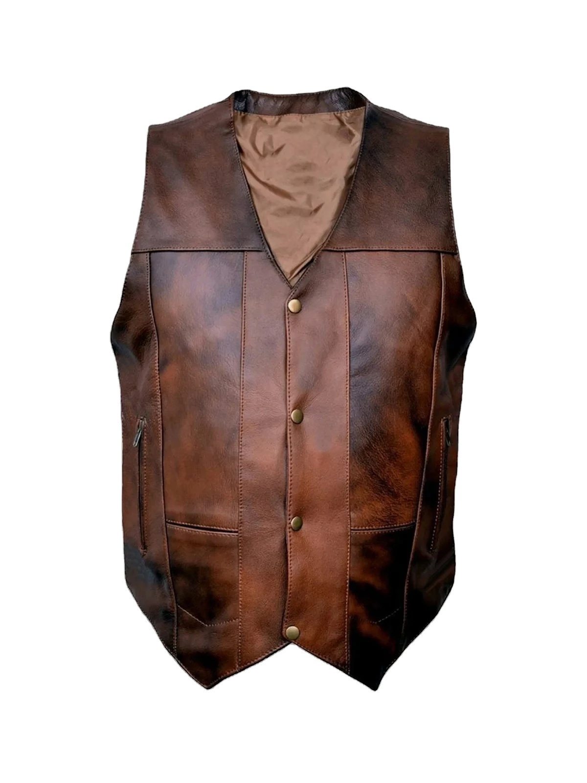 Wholesale Oem leather biker vest High Quality Leather Heavy Met-al Rocker Biker Waistcoat Motorcycle Vest made in Pakistan