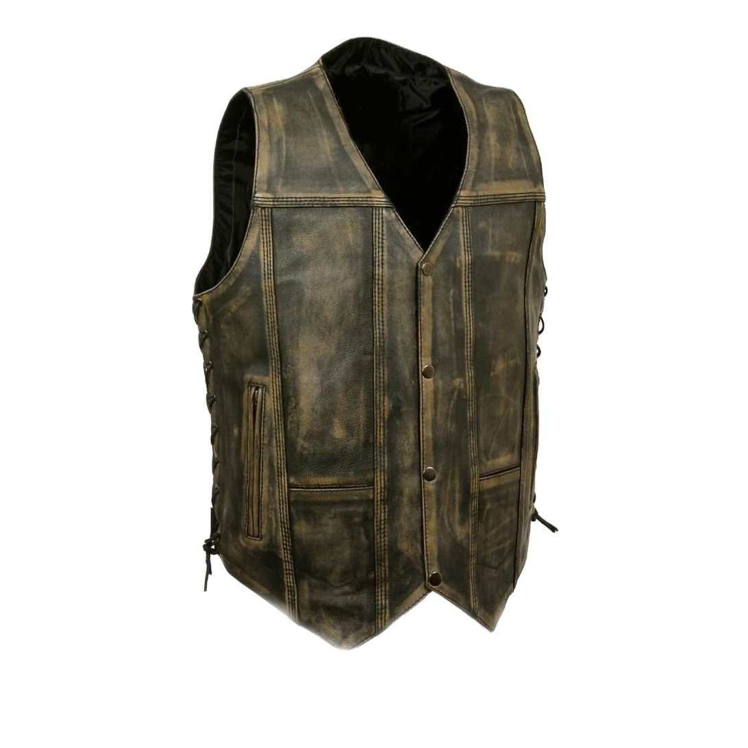 New Style Mens Biker Leather Vest Motorbike Racing Leather Vest Whole sale Pakistan supplier of Motorcycle Leather