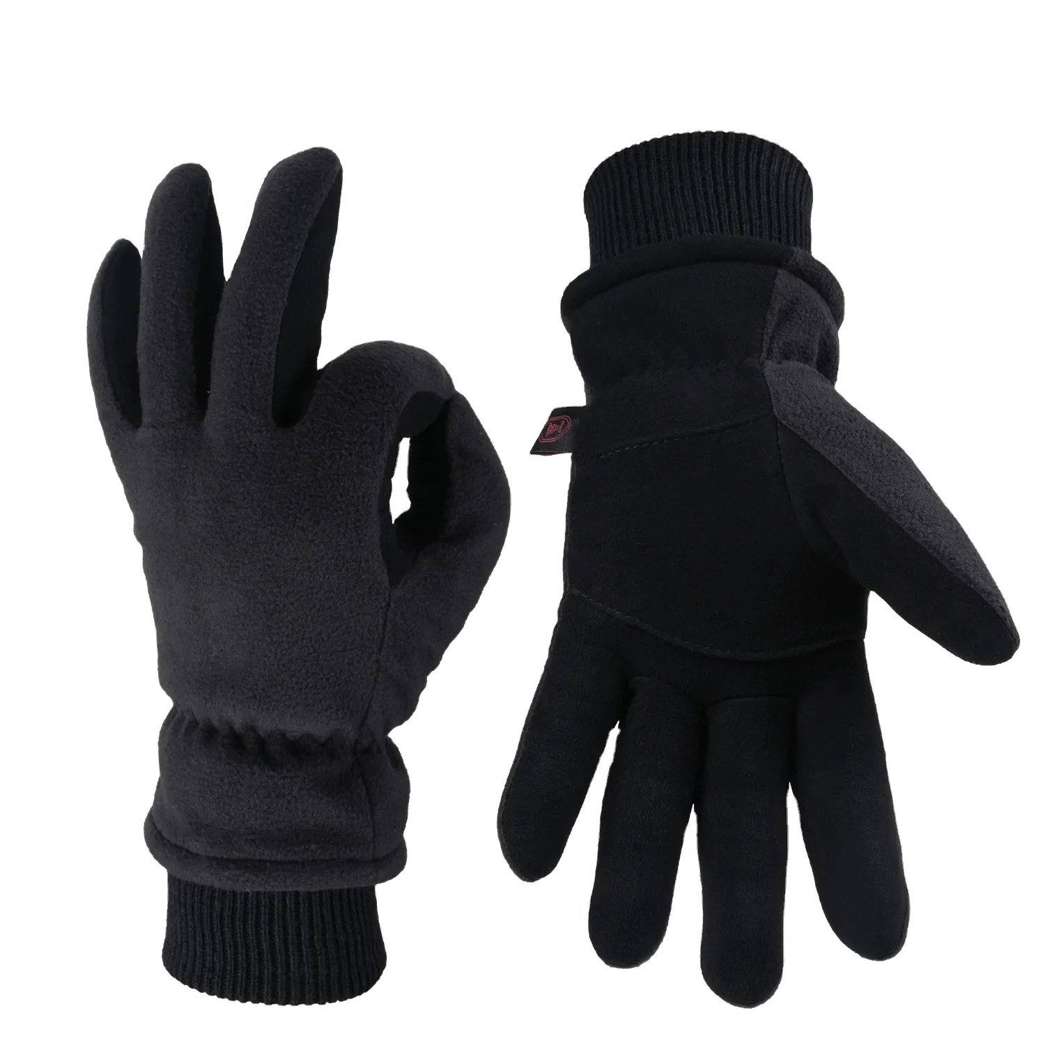 Winter Gloves Deerskin Leather Water-Resistant Windproof Insulated Work Glove for Driving Cycling Hiking Snow Skiing 8008