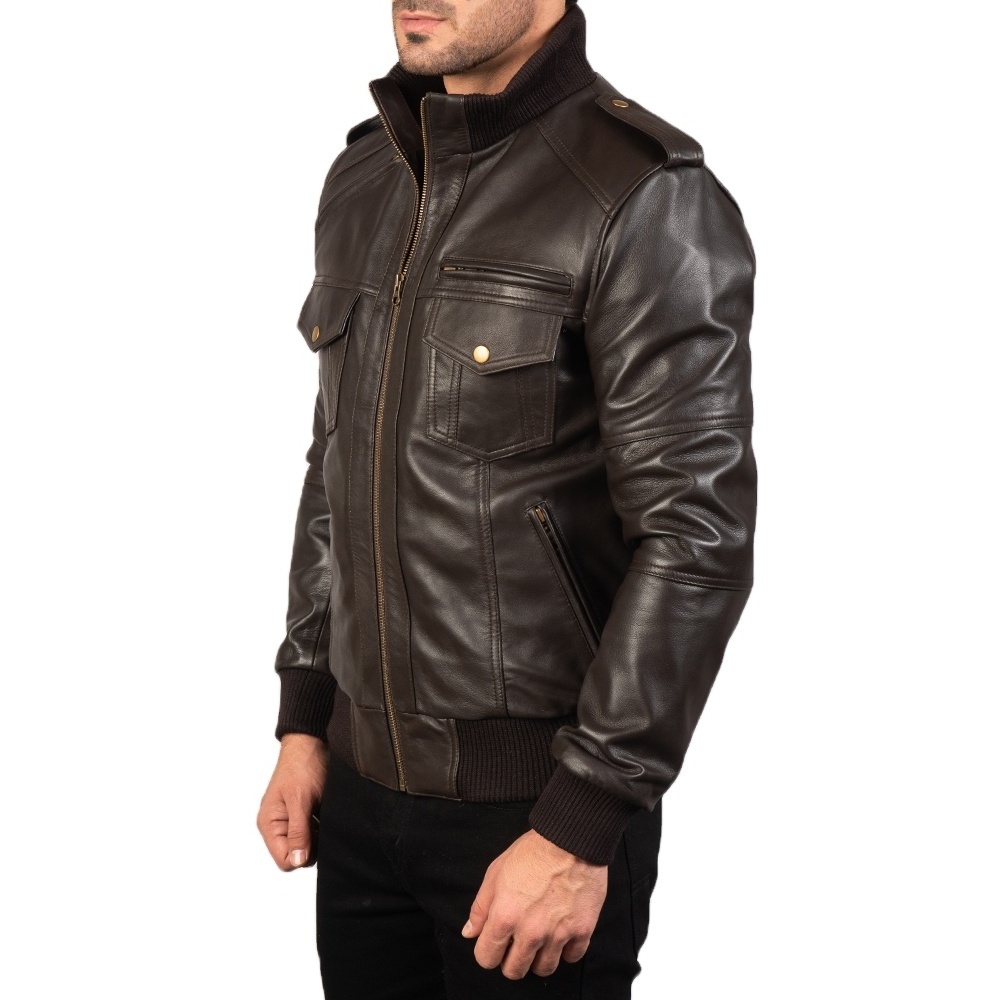 Genuine Leather Jacket 2023 OEM Wholesale Hot Selling High Quality Light Weight Best Design Men Leather Jacket On Sale Now