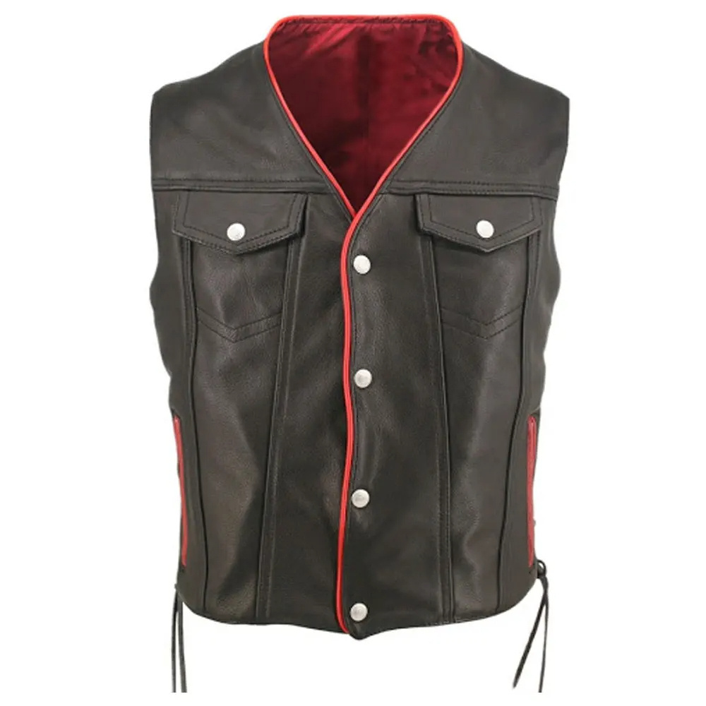 100% Genuine Leather For Men Biker Leather Vest Motorcycle Racing Use Leather vest